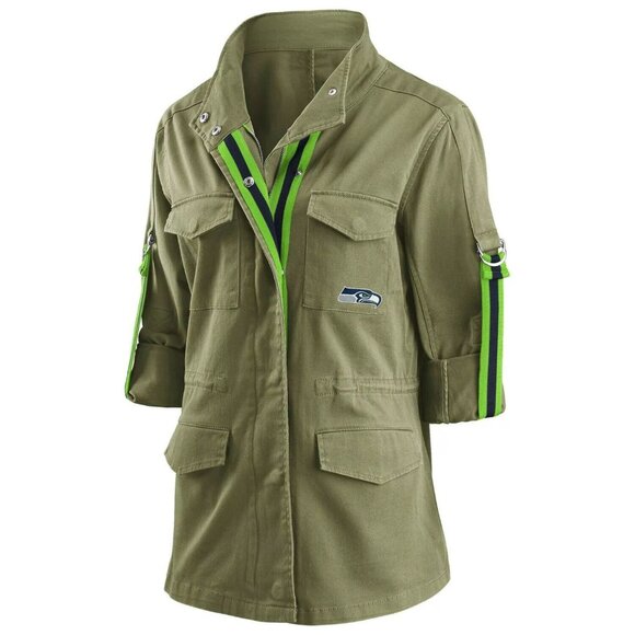 NWT Wear By Erin Andrews Women's Green Seattle Seahawks Utility Jacket - Picture 5 of 16